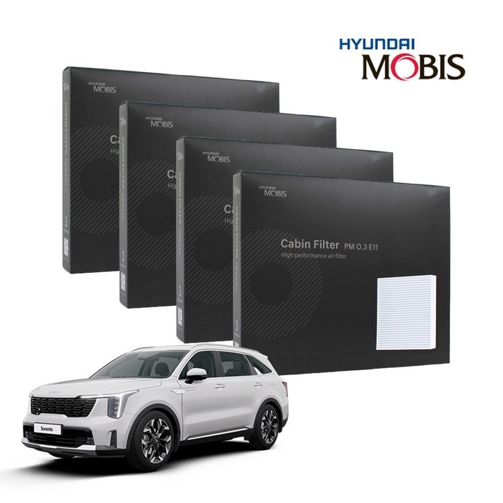 현대모비스 정품 프리미엄 에어컨필터 2년분 4개입 쏘렌토MQ4 전용 2020년~현재까지, 4개