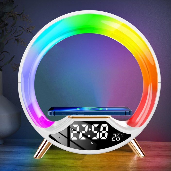 Meyuge LED 고속 무선충전 무드등 rgb 조명 시계의 총칭 블루투스 스피커 Meyuge LED 고속 무선충전 무드등 rgb 조명 시계의 총칭 블루투스 스피커