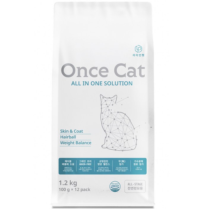 원스캣 고양이사료 알러지 가수분해 다이어트 헤어볼, 오리, 1.2kg, 1개