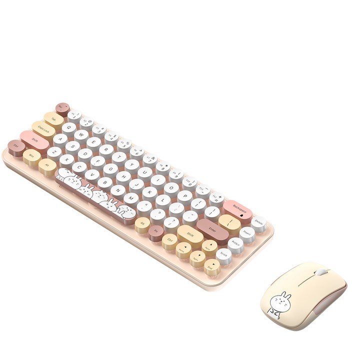 hoco. K7 토끼 2.4GHz 저소음 무선 키보드 마우스 세트, 베이지, K7, 일반형