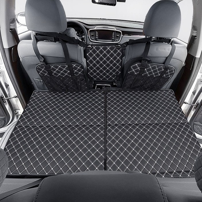 지엠지모터스 차량용 차박 매트 놀이방 캠핑 평탄화 전차종 매트 2p + 센터 커버 + 파우치 세트, 블랙, 전차종