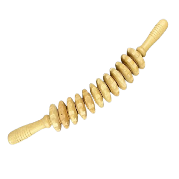 키넬 우드 마사지봉 곡선 롤러 마사지기 원목 지압 스틱, 우드색, 1개