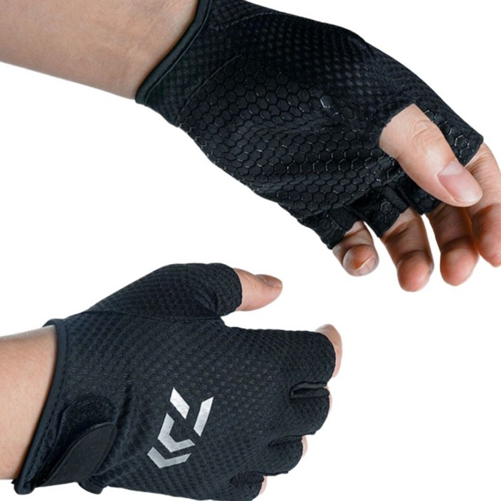 다이와 낚시장갑 메쉬 5컷, 1세트, 블랙