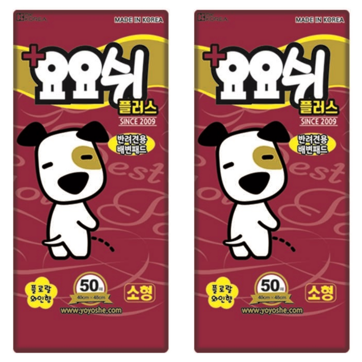 요요쉬 플러스 애견 배변패드 플로랄와인향, 50개입, 2개