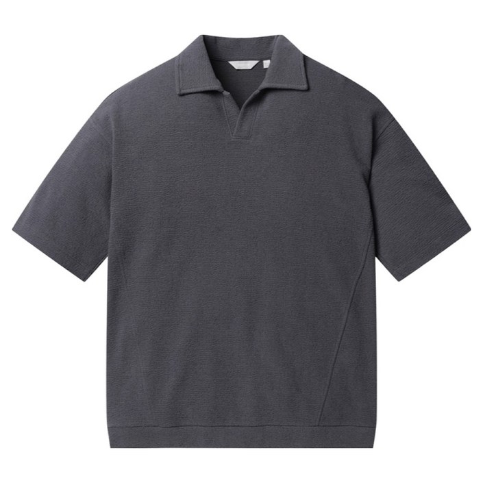 프로젝트엠 엠보 반팔 슬릿 카라 티셔츠