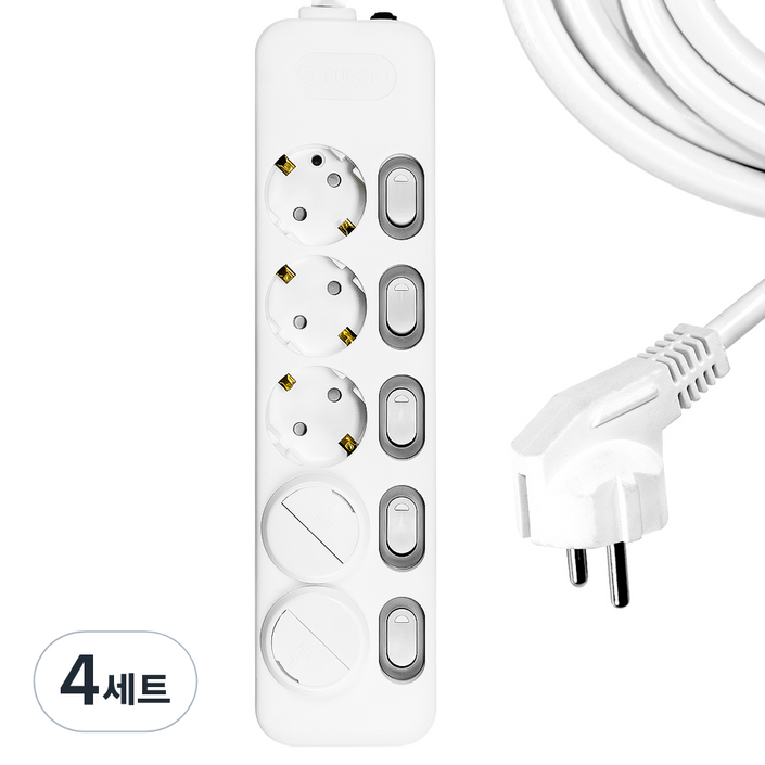 써지오 개별 안전커버 멀티탭 5구 DH1658MT  안전커버 2p, 3m, 단일 색상, 4세트