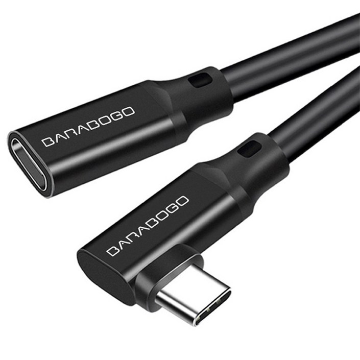 바라보고 갤럭시 아이폰 4k 연장케이블 10Gbps ㄱ자 USB3.2 C타입 GEN2, 3m, 1개, 블랙