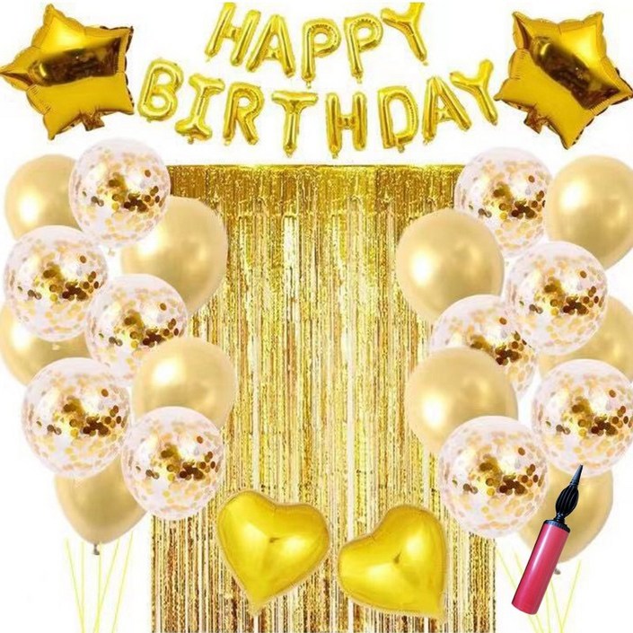 생일 파티 풍선  손펌프  풍선테이프 세트