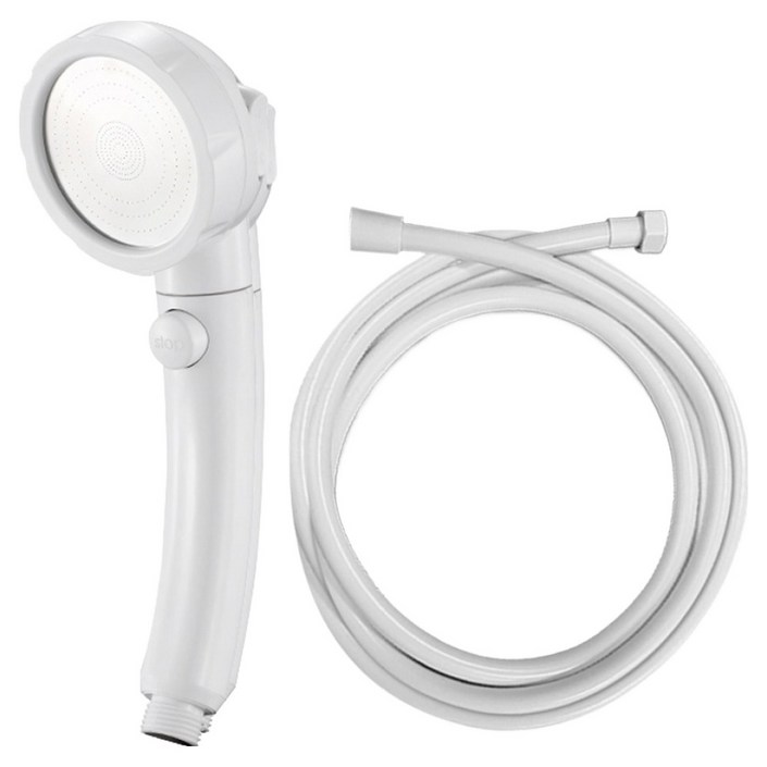 월드크린 퍼팩트 온오프 샤워기 헤드  물때방지 호스 2m, 1세트, 화이트