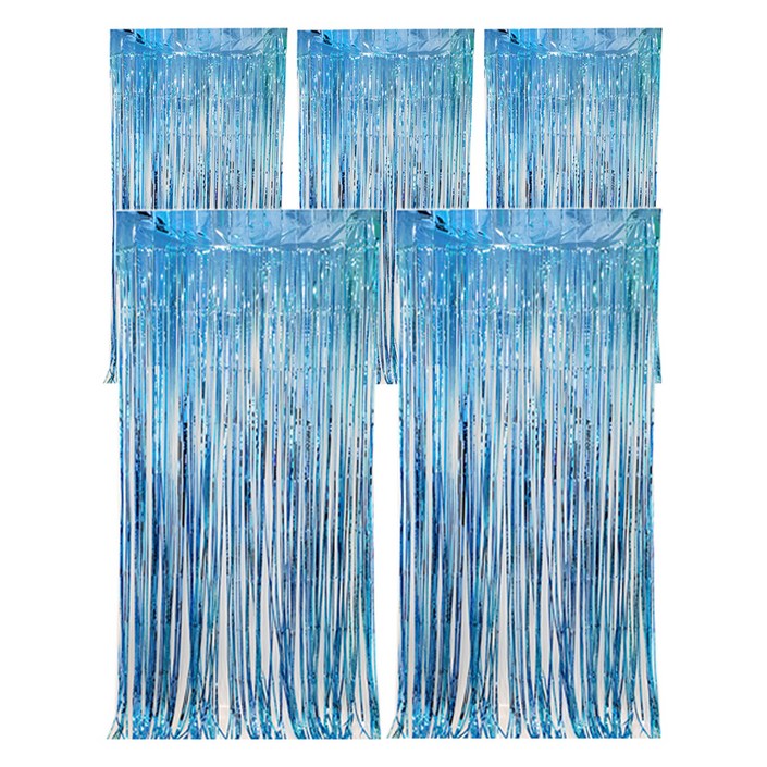 코히모 파티 장식 커튼 5W0328, 5개, 라이트블루