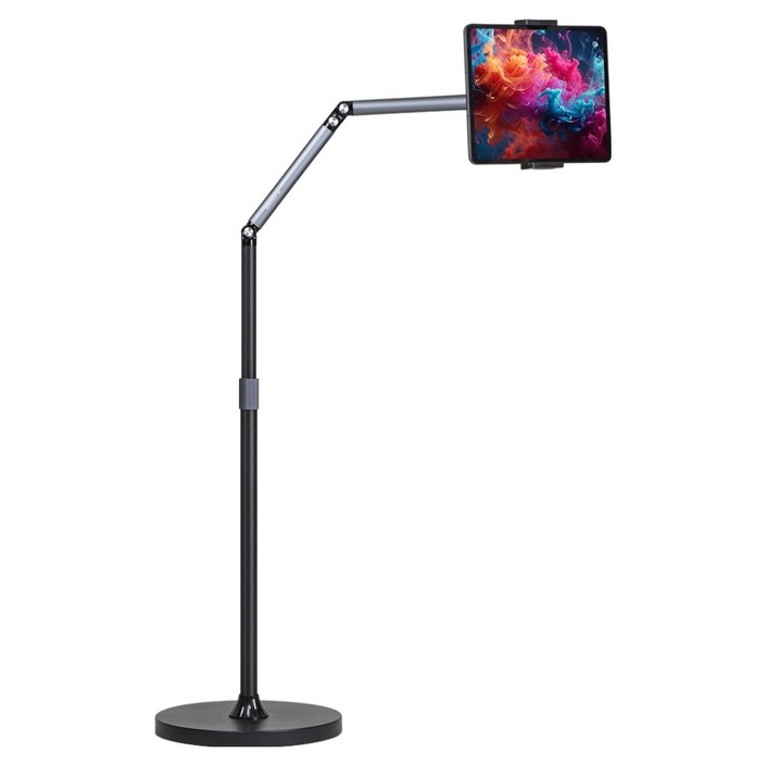 디센느 스탠드 태블릿 핸드폰 거치대 패드 탭 높이조절 침대 자바라, 블랙 티타늄, 1개