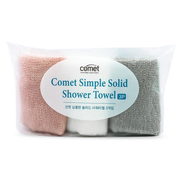 코멧 심플한 솔리드 샤워타올 3종 세트