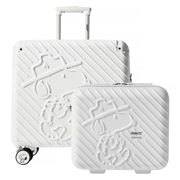 피너츠 X 큐랑 시애틀 스누피 기내용 뷰티백캐리어 세트