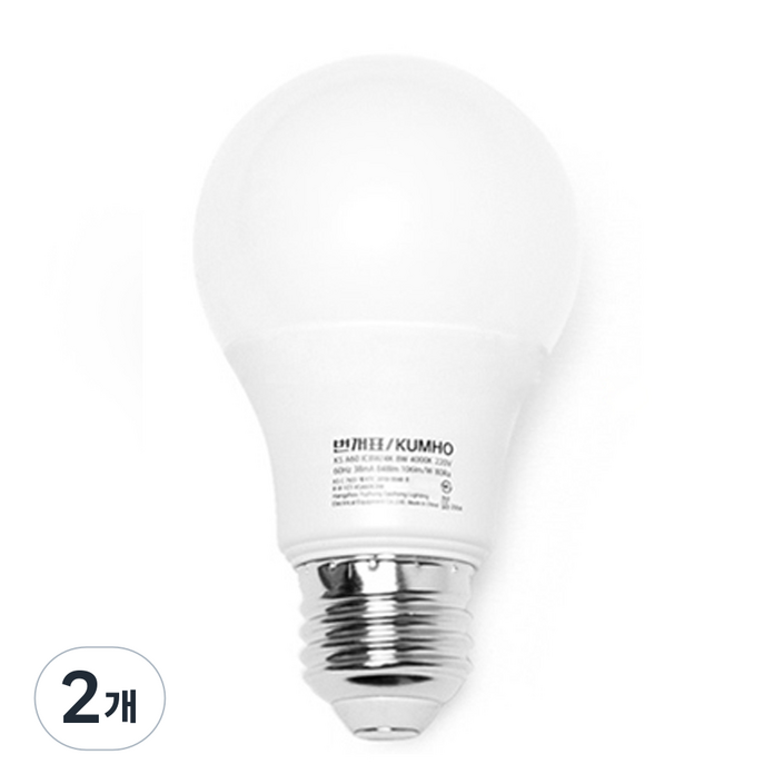 번개표 원하 LED 전구 12W 화이트, 전구색, 2개