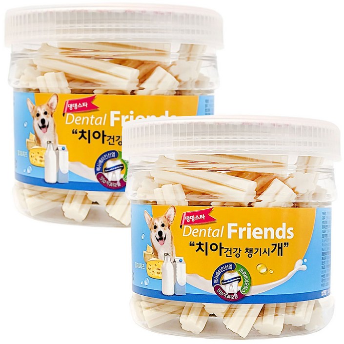 댕댕스타 강아지 덴탈프랜즈 간식, 혼합맛밀크치즈, 300g, 2개