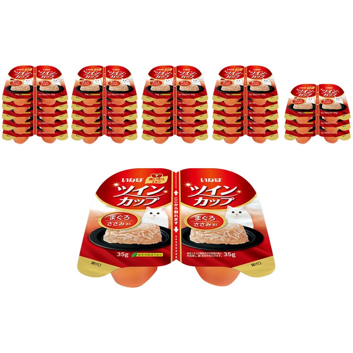 이나바 고양이 트윈컵 테린 간식캔 IMC-221, 혼합맛(참치/닭가슴살), 35g, 24개