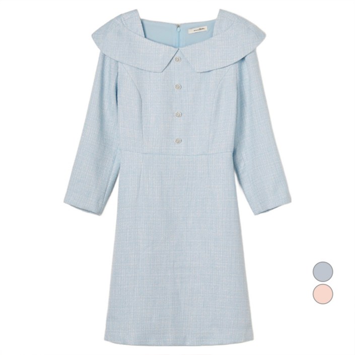 로엠 여성용 오프숄더 트위드 미니원피스