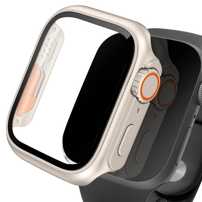 아이몰 애플워치 호환 울트라st 9H 강화유리 풀커버 프레임 케이스, 스타라이트, 1개
