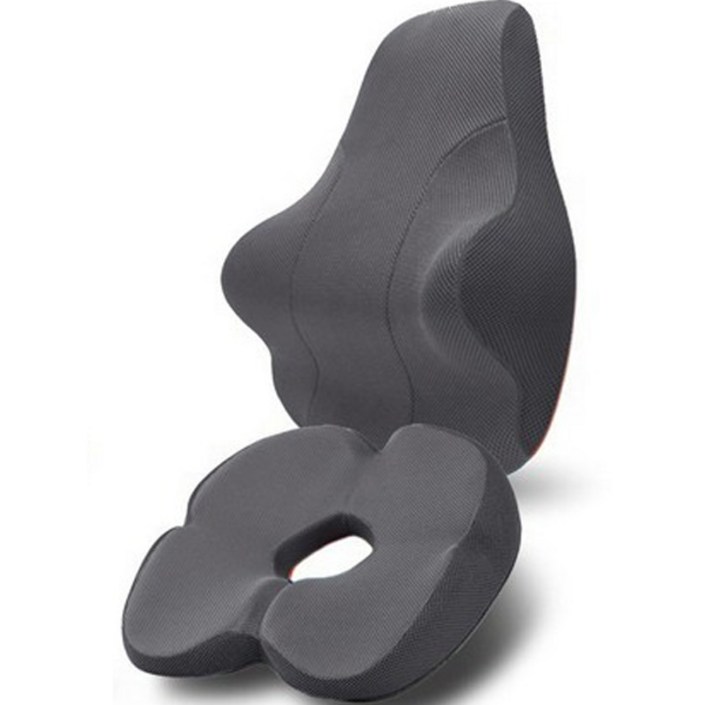 베네폼 바른자세 등받이 허리쿠션 허리소프트  힙업방석 세트, 그레이