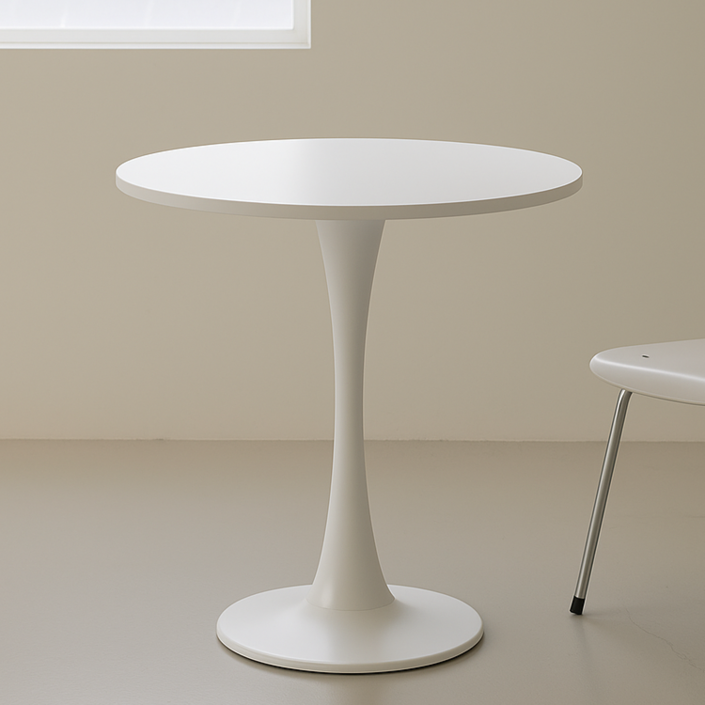 하비티 심플 원형 테이블 식탁, 화이트, 2인용