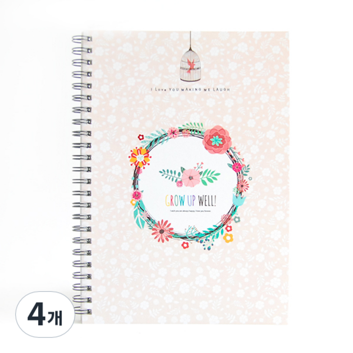 제이밀크 꽃들의 작은 정원 신생아 수유일지, 혼합 색상, 4개