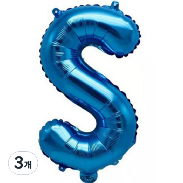 팡파티 레터링 알파벳 풍선 S 40cm, 블루, 3개