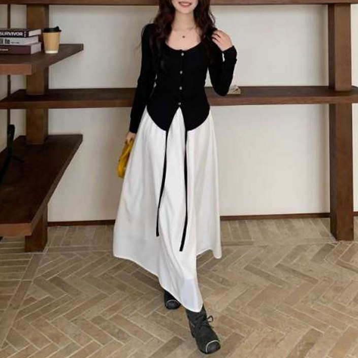 더시럽 여성용 베이직 퓨어 롱 원피스