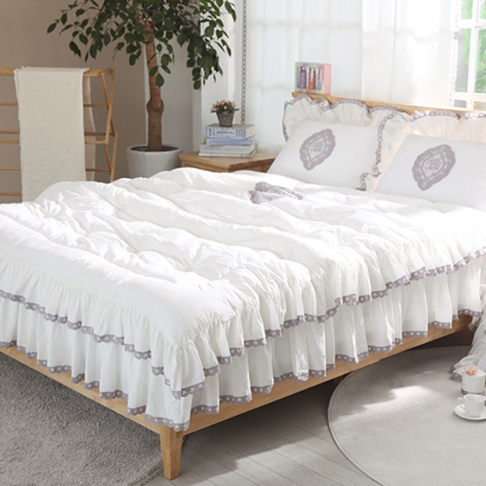 류금숙 여자의침실 광목워싱 레이스 차렵이불 숏 매트커버세트