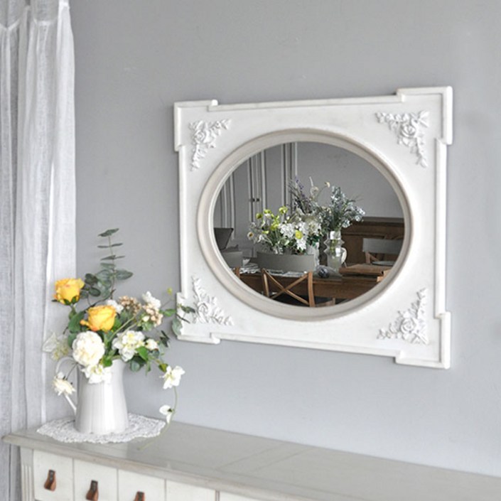 꼬떼따블 엔틱 장미 벽거울 65 x 80 cm