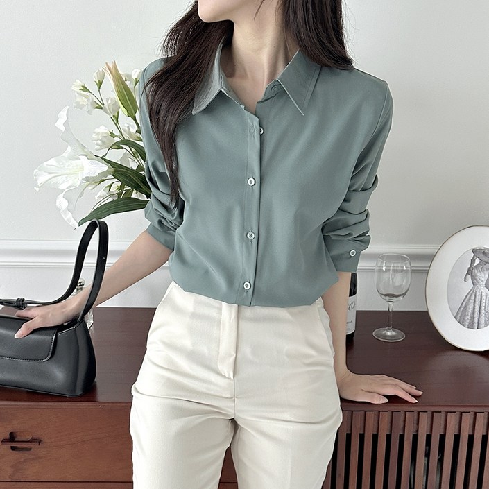 라라온 카라넥 베이직 링클프리 긴팔 블라우스 셔츠 TSP2866