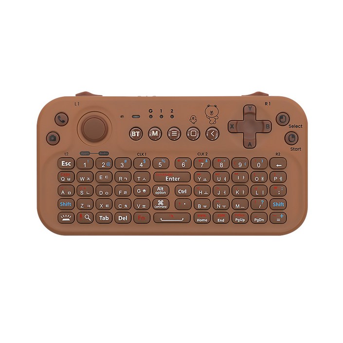 펀디안 브라운앤프렌즈 파워베슬 미디어 블루투스 미디어 무선 텐키리스 키보드 2세대 파키2, 브라운, PVK02