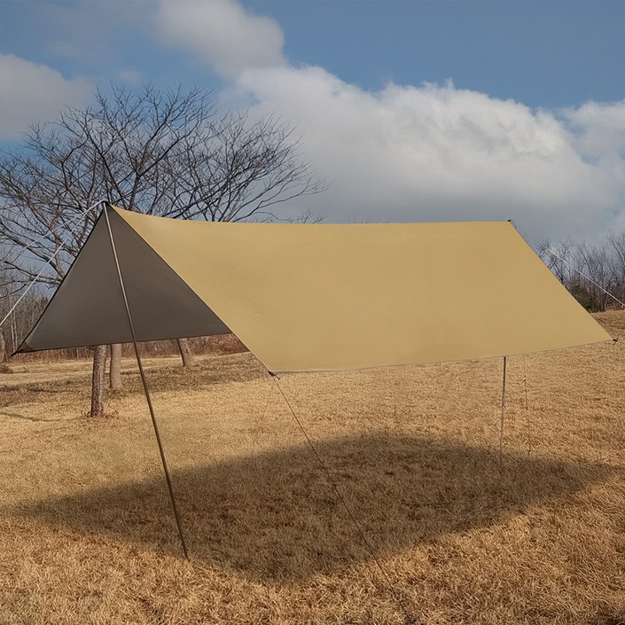 캠프빌리지 실버코팅 방수 렉타타프 S1  폴대 세트