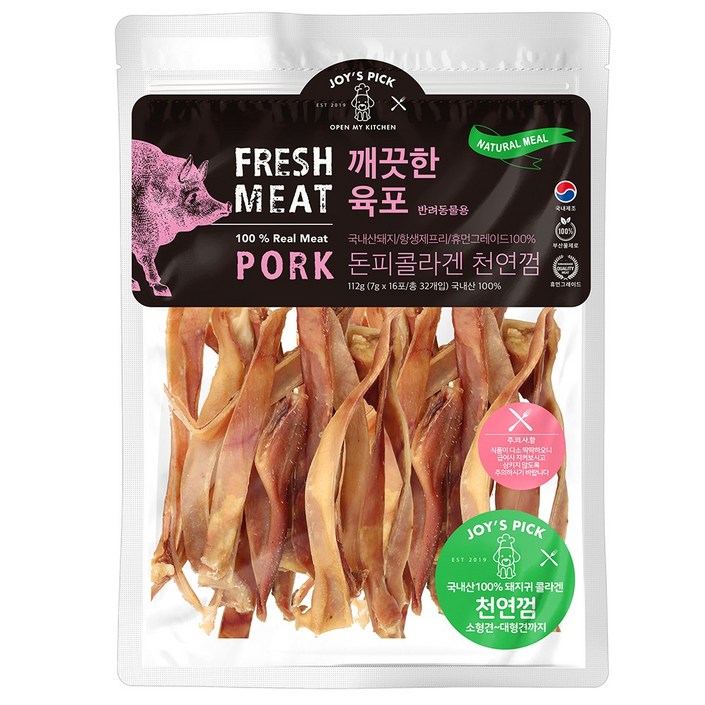 깨끗한 육포 돼지귀 슬라이스 간식 140g, 돼지귀, 140g, 1개 깨끗한 육포 돼지귀 슬라이스 간식 140g, 돼지귀, 140g, 1개