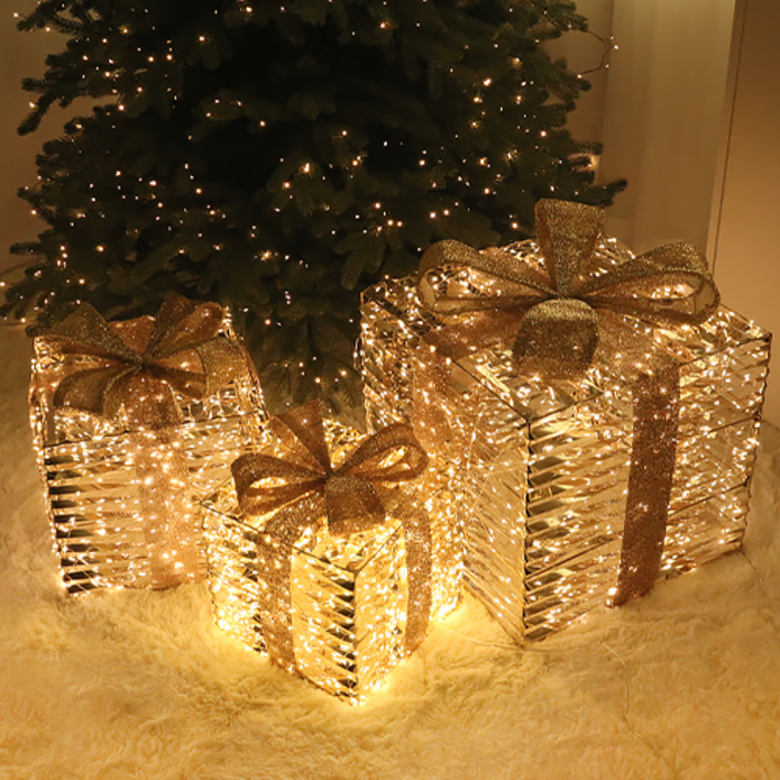 다우에프앤지 크리스마스 LED 선물상자 라이트, 골드, 1개