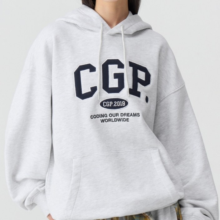 코드그라피 여성 후드티 CGP 아치 빅 로고 라이트그레이