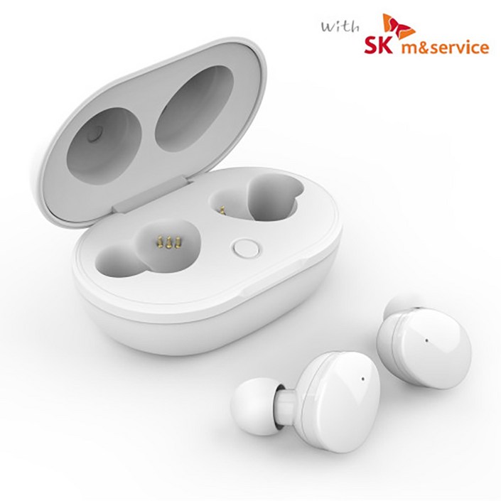 SK 블루투스 이어폰 특가 가성비  생활 방수 노이즈 캔슬링 화이트 TWS200W