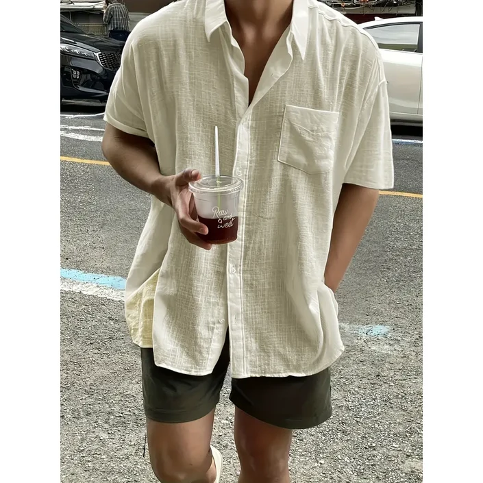 minssi 남성 여름한정 린넨 반팔셔츠