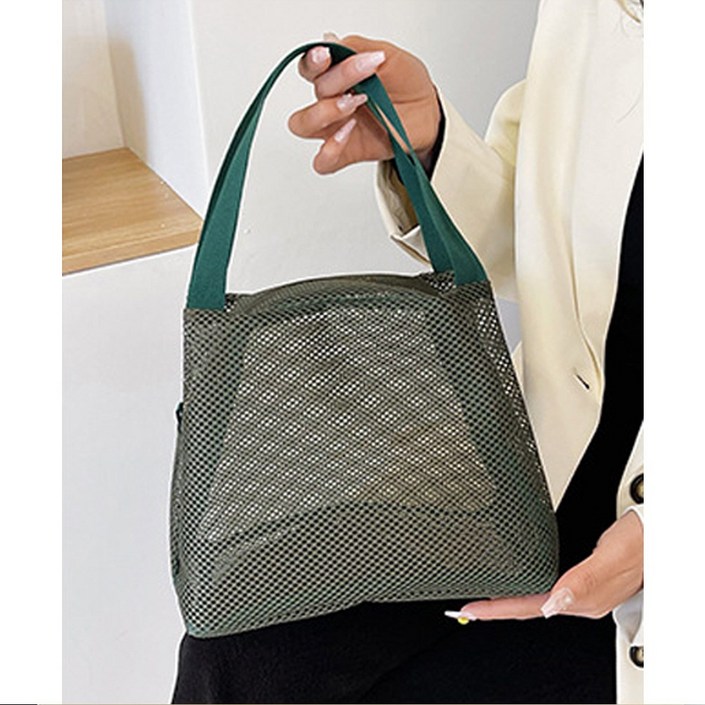 유스몰 물빠지는목욕가방 메쉬백 바구니형 가방, 그린