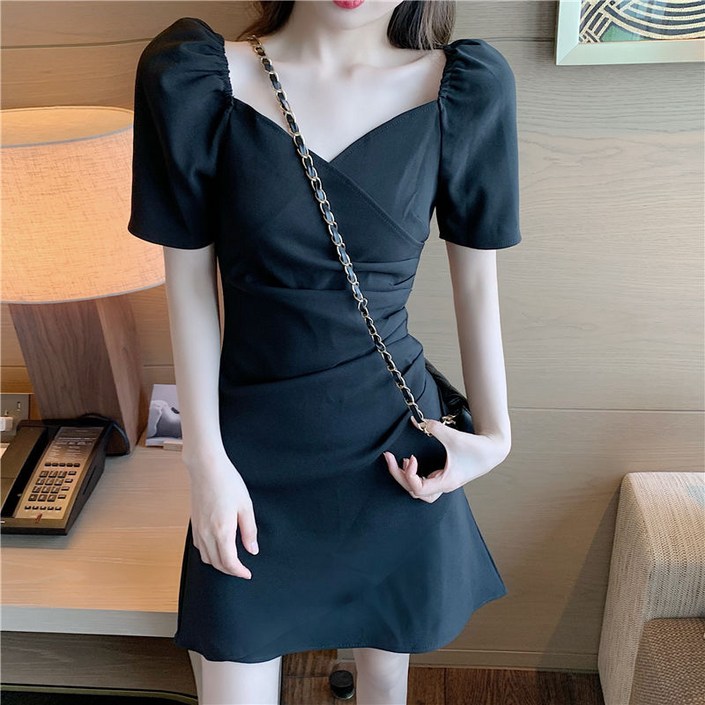 KEELIA 여름 슬림 반팔 원피스