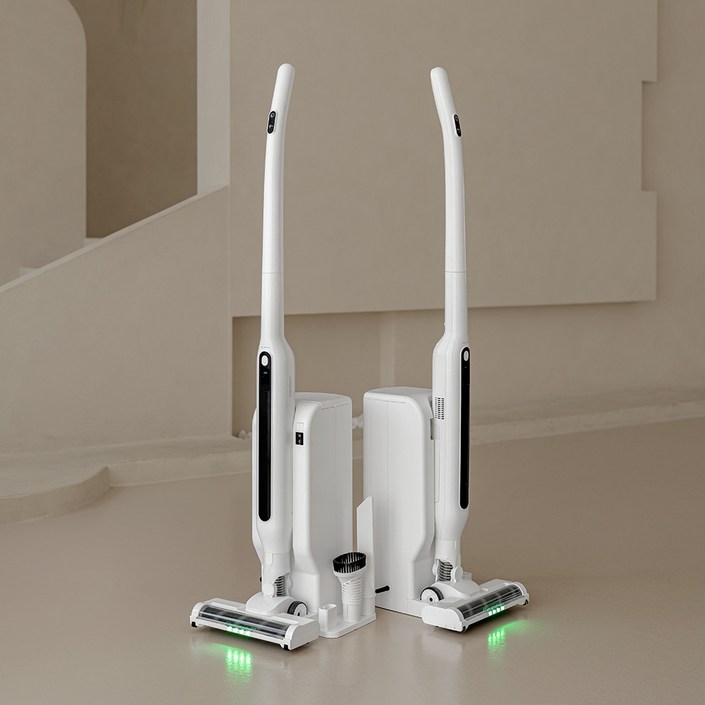 신상품 클래파 초경량 자동먼지비움 BLDC 무선 청소기  먼지봉투 5장  물걸레 키트, white, 화이트