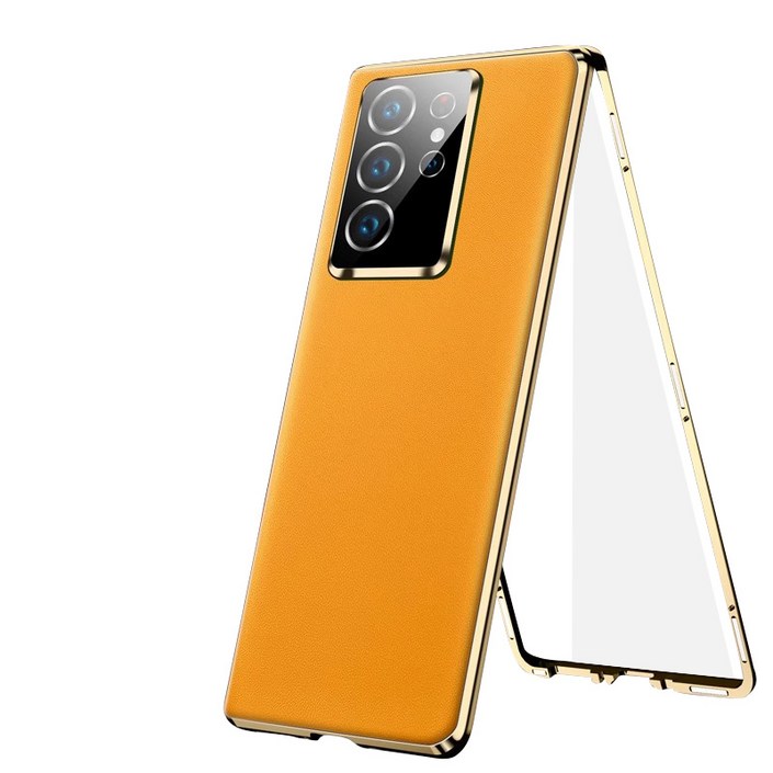 갤럭시 S23 울트라 가죽 케이스  강화유리마그네틱 자동흡착  풀커버 케이스 호환 Galaxy S23 Ultra