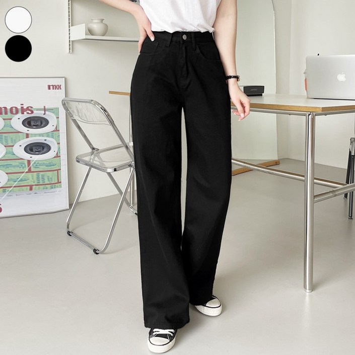 가비진 여성용 롱숏기장 선택 A라인 베이직 코튼 일자 와이드 팬츠 바지 키큰녀키작녀 면바지
