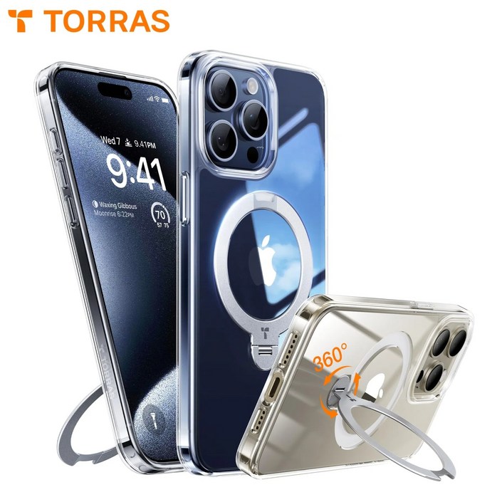 공식 TORRAS 토라스 업그레이드 360도 회전식 스탠드 밀리터리 등급 충격 방호 초강력 맥세이프 호환 반투명 휴대폰 케이스 언제든 이상적 각도 쉽게 찾기 공식 TORRAS 토라스 업그레이드 360도 회전식 스탠드 밀리터리 등급 충격 방호 초강력 맥세이프 호환 반투명 휴대폰 케이스 언제든 이상적 각도 쉽게 찾기