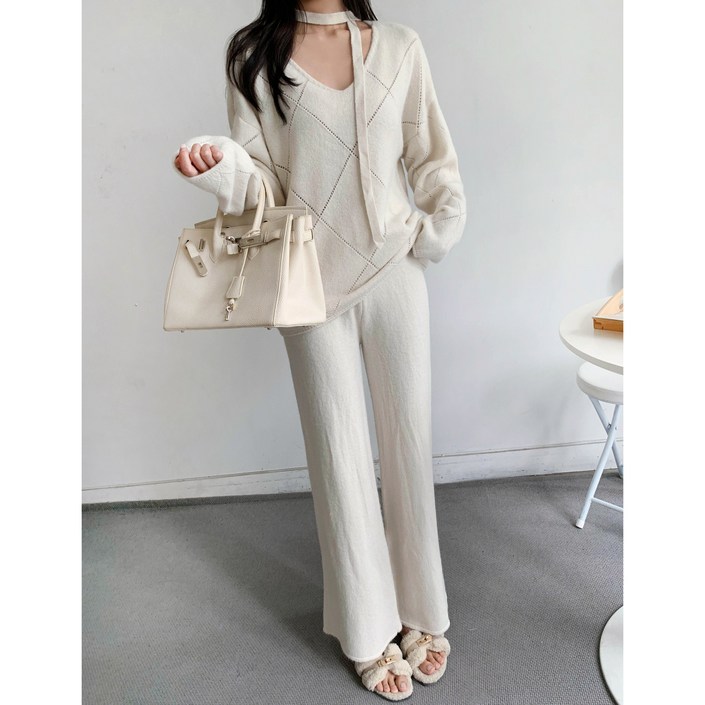 무배코디세트 다이아 끈니트팬츠 투피스set