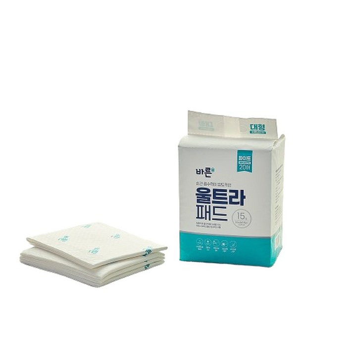 3초 흡수 바른 패드 대형울트라,화이트, 20매입, 3개