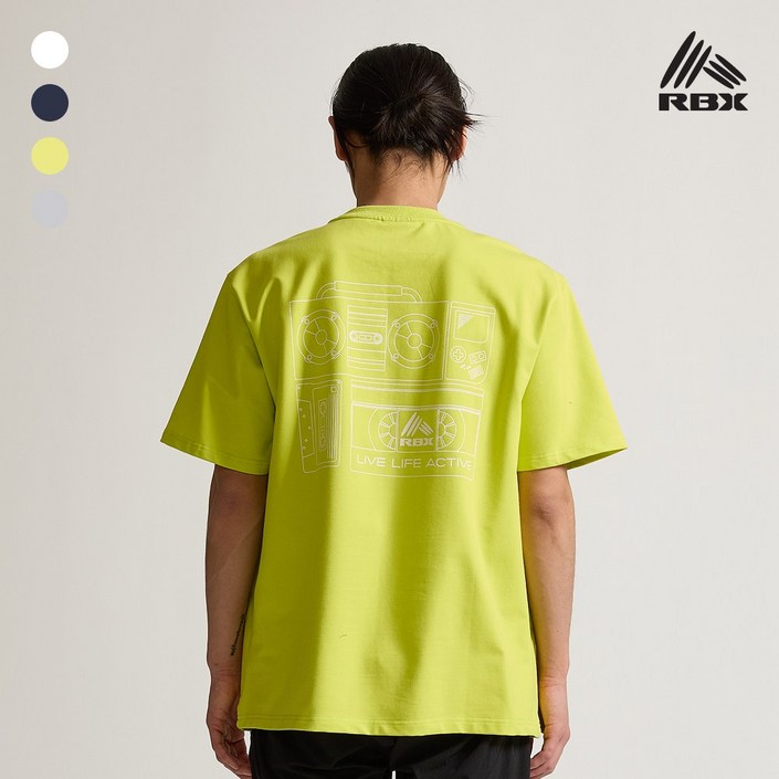 RBX 남녀공용 오버핏 그래픽 티셔츠 트레이닝 반팔티