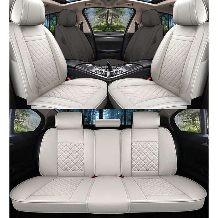 제니븐 자동차 시트커버 차량용 방석 카 보호매트 가죽 교체 SF890 풀세트, 1세트, 바닐라베이지