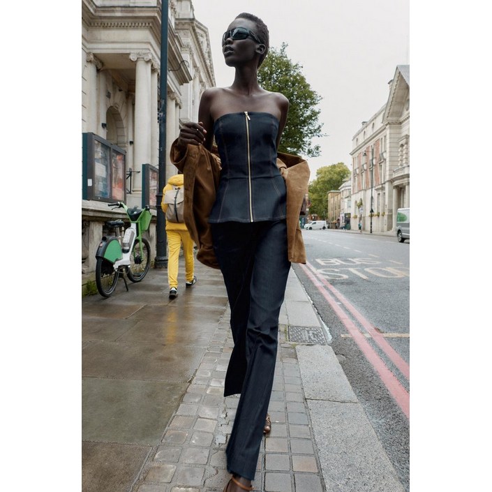 ZARA TOP Z1975 뷔스티에 데님 - 인디고 251947