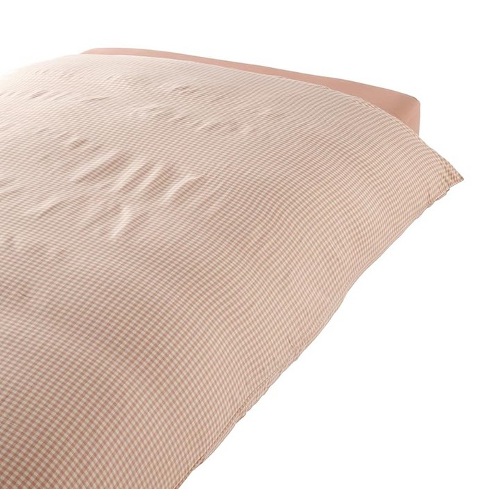 무인양품 재생 폴리에스테르 쉽게 건조 이불 커버 S싱글 핑크 체크 84256738