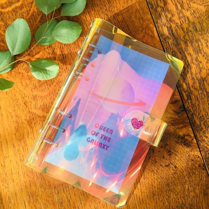 오로라 6공 홀로그램 다이어리 만년형 진주 하트 보석 우주 버튼 육공 일기장 초등학교 어린이 다꾸 초등 플래너 선물